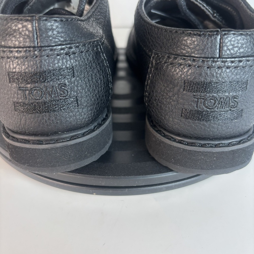 Toms Boys 100292041 Black Leather Lace Up Round Toe Casual Oxford Shoes Size Y12 - Picture 4 of 7